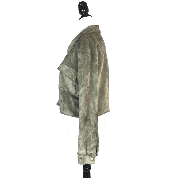 BlankNyc Faux Suede Crop Trucker Jacket In Rosemary - Picture 7 of 13